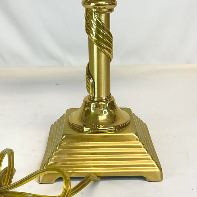 1970s Vintage Art Deco Brass Piano-Bankers Desk Lamp With Pyramid Base For Sale - Image 4 of 7