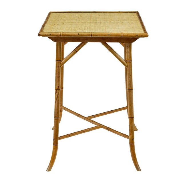 Early 20th century bamboo and hesian side table circa 1920. Stylish side table that would lend itself to many styles of...
