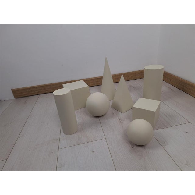 Wooden Geometric-Shape Ornaments in Ivory Lacquer from Molteni, 1990s, Set of 8 For Sale - Image 12 of 16