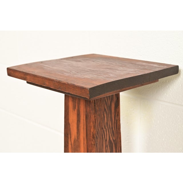 Stickley Style Antique Mission Arts & Crafts Pine Pedestal Table or Plant Stand, Circa 1910 For Sale In South Bend - Image 6 of 9