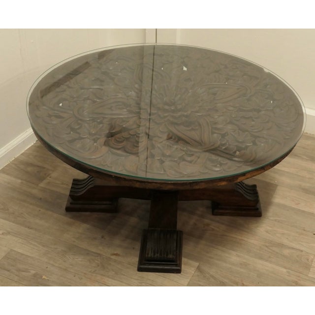 Carved Walnut Centre Coffee Table For Sale - Image 3 of 7