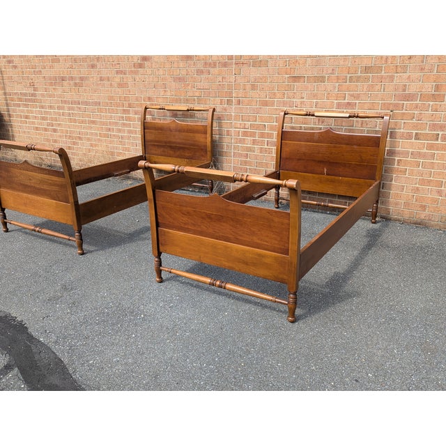 1950s Vintage Stickley Twin Size Oak Sleigh Bedframe - A Pair For Sale - Image 18 of 18