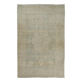 Oversized Distressed Antique Tabriz Rug in Floral Medallion Design - Rug & Kilim For Sale