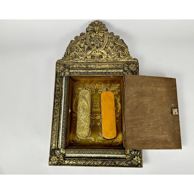 Antique brushes/key holder with mirror in Renaissance style from France, 1930s. The mirror is not only a beautiful...