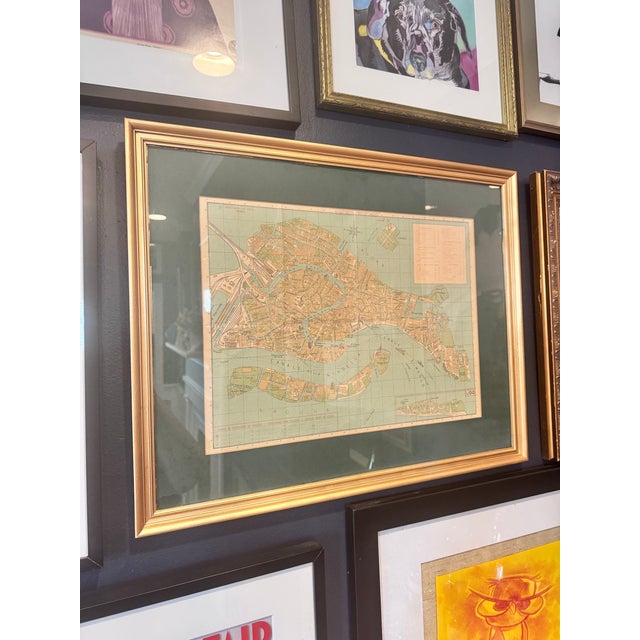 Professionally framed vintage/antique map of Venice, Italy. This map shows iconic locations throughout Venice and features...