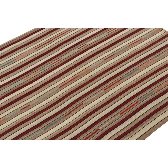 1950s Shahsavan Palas Persian Kilim in Red, Beige-Brown Stripes by Rug & Kilim For Sale - Image 5 of 7