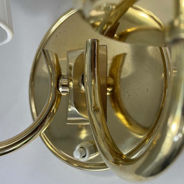 Brass & Cream Fabric Wall Light, Sweden, 1940s For Sale - Image 14 of 15