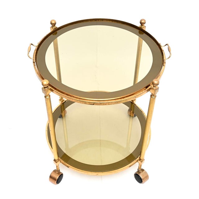 1970s Vintage French Brass Drinks Trolley, 1970s For Sale - Image 5 of 9