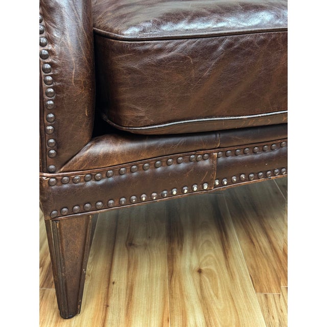 Vintage Tufted Leather Settee With Nailhead Trim For Sale - Image 13 of 16