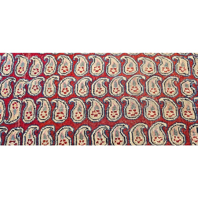 Vintage Persian Malayer Area Rug, Hand-Knotted Wool, Allover Paisley Pattern, Red & Navy, 3x3 For Sale - Image 13 of 14