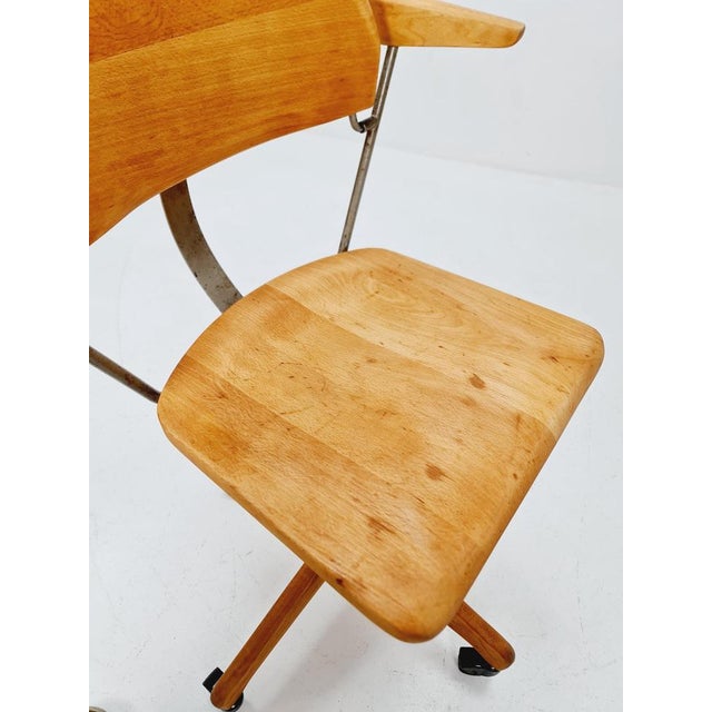 Wood Bauhaus Swivel Office Armchair in Wood by Stollgiroflex, 1930s For Sale - Image 7 of 11
