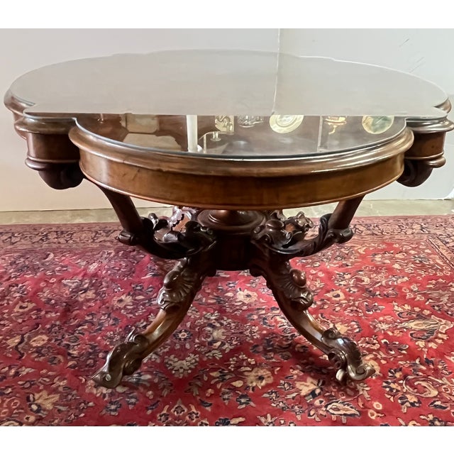 Brown Mid 19th Century Victorian Burled Walnut Center Table For Sale - Image 8 of 8