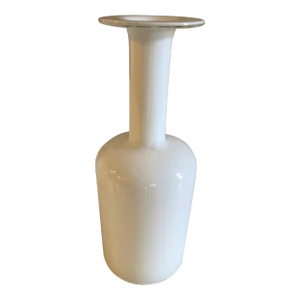 Vintage Holmegaard Kastrup Vase by Otto Brauer White Glass 10"