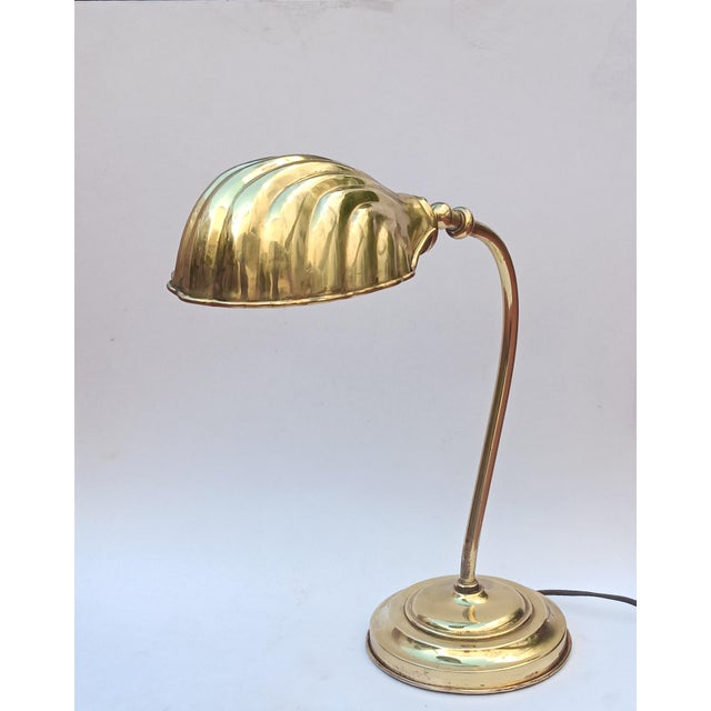 Vintage Brass Shell Desk Lamp, 1930s For Sale - Image 3 of 7