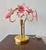 Vintage Pink Murano Glass Floral Table Lamp – Authentic Italian Curved Flower Desk Lamp With Brass Frame – Romantic Atmospheric Lighting For Sale - Image 15 of 18