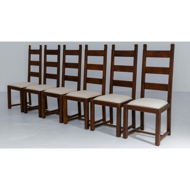 1970s French Oak Brutalist Dining Chairs With Upholstered Seats - Set of 6 For Sale - Image 13 of 18