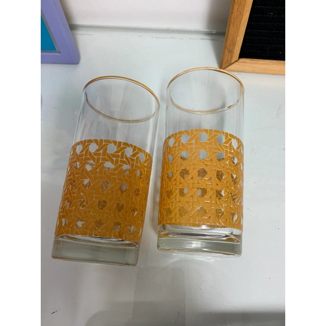 Mid-Century Modern Vintage Libbey Cane Glass Tumblers- a Pair For Sale - Image 3 of 8