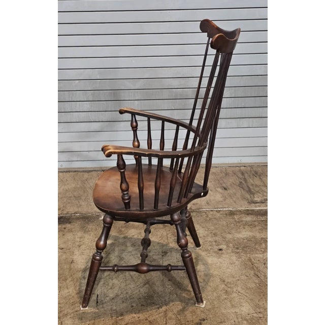 Brown Early 20th Century Fan Back With Brace Back Windsor Arm Chair Benchmade For Sale - Image 8 of 8