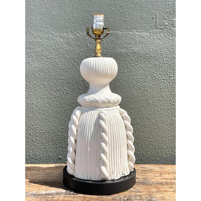 Vintage Ceramic Rope Detail Table Lamp For Sale - Image 11 of 12