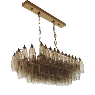 Murano Poliedri Chandelier by Carlo Scarpa with 84 Smoked Glasses, 1990s For Sale