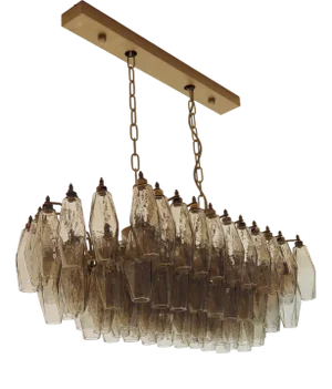 Murano Poliedri Chandelier by Carlo Scarpa with 84 Smoked Glasses, 1990s