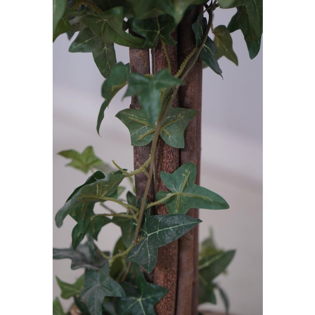 Green Pair Faux Topiary Plants in Classical Composite Pots For Sale - Image 8 of 10