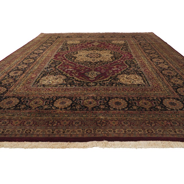 Victorian Vintage Indian Tabriz Rug, 08'10 X 11'09 For Sale - Image 3 of 10