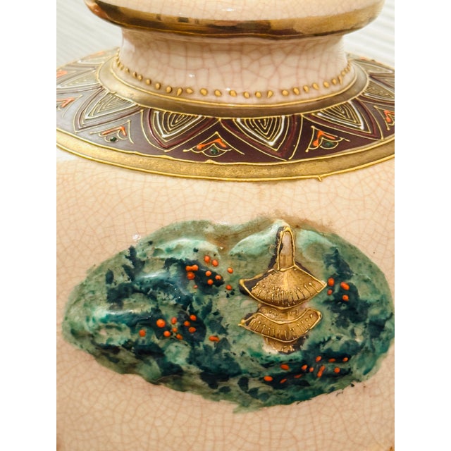 Antique Asian Figural Crackle Glaze Vase With Elephant Motif, Early 1900's For Sale - Image 6 of 13