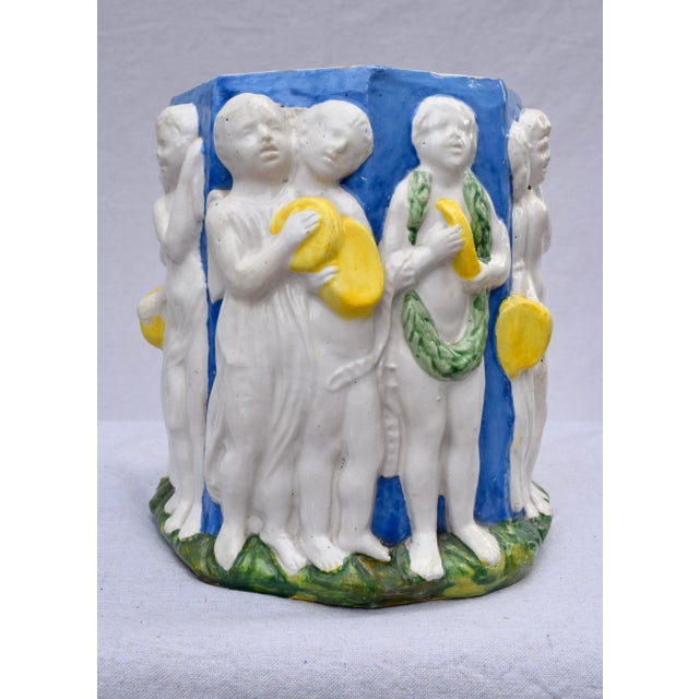 Neoclassical Early 20th C. Italian Majolica Planter in the Manner of Della Robbia For Sale - Image 3 of 11