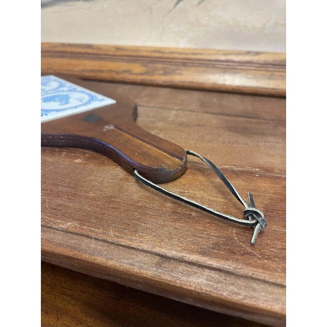 Wood Vintage Decorative Wooden Board With Dutch Folk Delft Style Tiles For Sale - Image 7 of 8