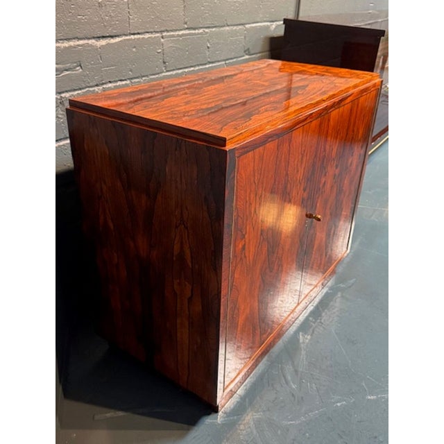 Mid-Century Modern French Art Deco Style Black Walnut 2 Door Side Cabinet For Sale - Image 3 of 6