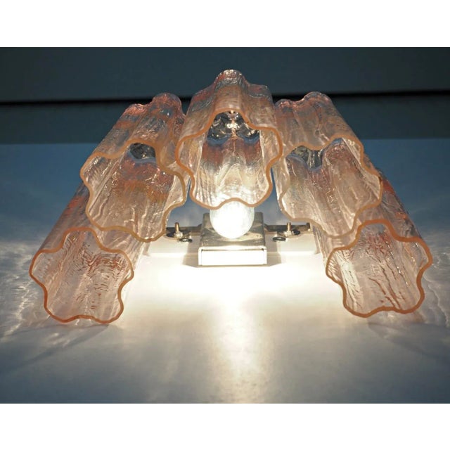 Murano Pink/Rose 5 Rose/Pink Glass Tube Wall Sconces - a Pair For Sale - Image 9 of 11