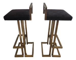 Brass Barstools in the style of Maison Jansen, 1975, Set of 2