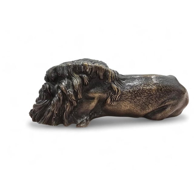 Late 19th Century Reclining Bronze Lion Sculpture, 1880s For Sale - Image 5 of 9