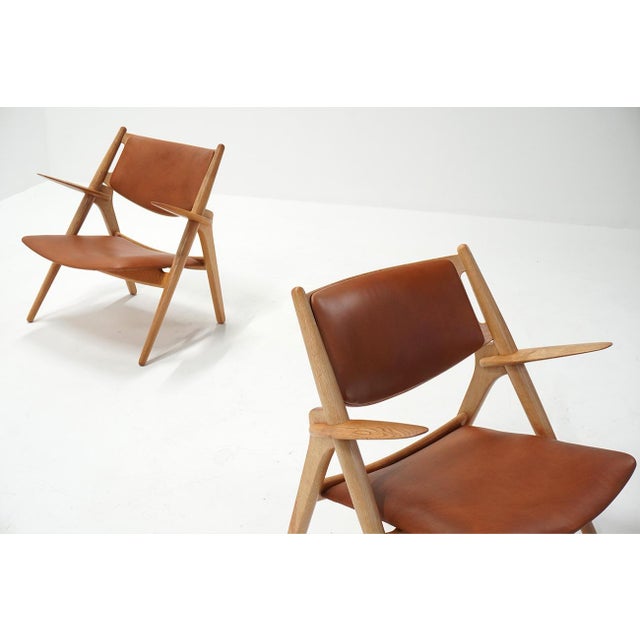 Vintage CH28 Sawbuck Lounge Chairs by Hans J. Wegner for Carl Hansen, 1960s, Set of 2 For Sale - Image 9 of 11