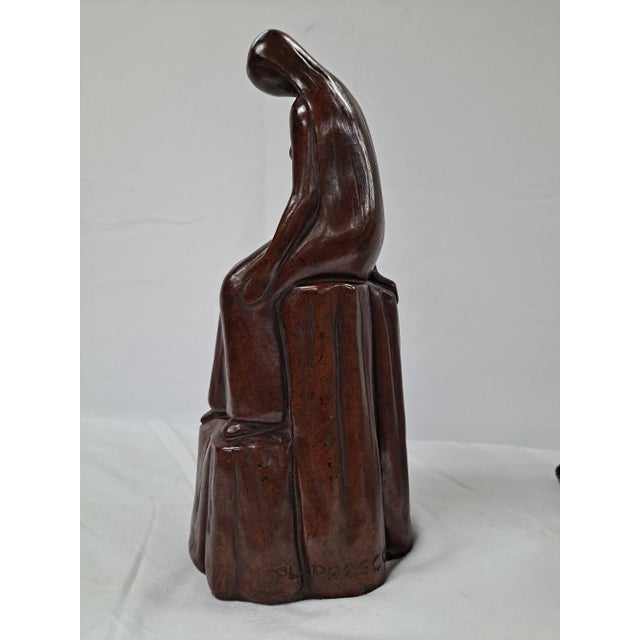 Stone Preston L Prescott (1898-1988) Stone Sculpture of a Seated Young Woman For Sale - Image 7 of 9