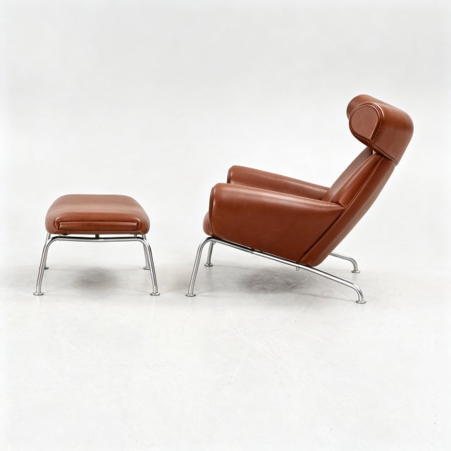 2010s Hans J Wegner Ox Chair and an Ottoman for Erik Jørgensen Denmark For Sale - Image 5 of 14