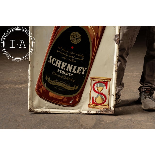 1940s 1940s Schenley Reserve Whiskey Self-Framed Tin Sign For Sale - Image 5 of 5