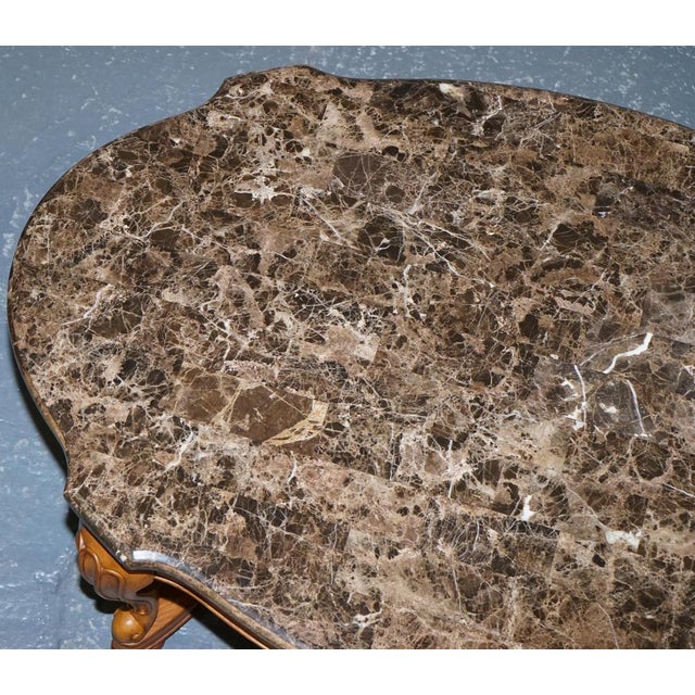Vintage French Style Coffee Table with Faux Marble Top For Sale - Image 9 of 14