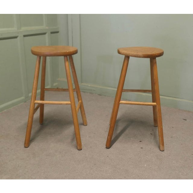 2 Tall Beech and Elm Farmhouse Kitchen Stools Lovely country pieces with a superb natural colour and a gorgeous patina,...