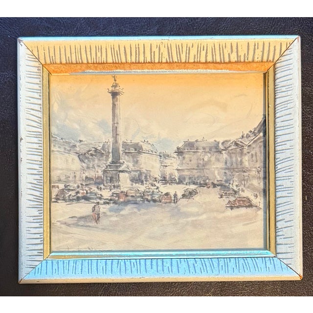 1950s Mid-Century Modern Hugh Frank Wagner Paris Landmark Triptych Framed Lithographs - Set of 3 For Sale - Image 4 of 12