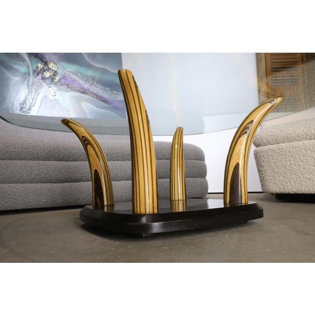 Henredon Wood Tusk Cocktail Table with Glass Top For Sale - Image 9 of 12