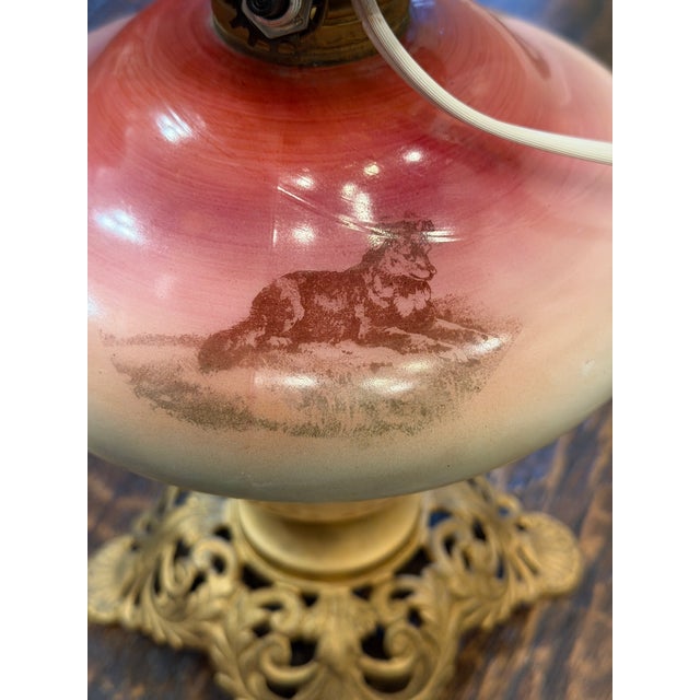 Rare Antique Victorian Gone With the Wind Lamp Matching Hand-Painted Companion Shades For Sale - Image 11 of 15