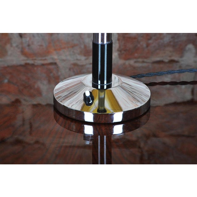 Art Deco Table Lamp in Chromed Steel, Beech and Parchment, Czech, 1940s For Sale - Image 4 of 13