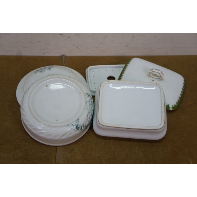 Antique Porcelain Ceramic Lidded Butter Dishes Casseroles Tureens 6" - Set of 5 For Sale - Image 14 of 18