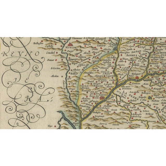 Catalonia Map with Barcelona and Mediterranean Coast from Blaeu, 1642 For Sale - Image 12 of 14