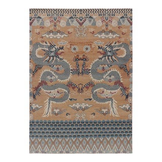 Contemporary Chinese Dragon Pictorial Distressed Wool Rug by Rug & Kilim, India For Sale