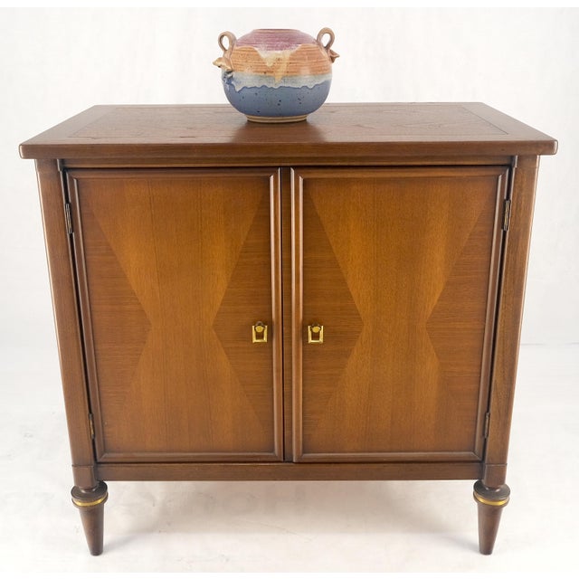 Turned Legs Two Doors Fitted Drawers Diamond Inlay Brass Hardware Bachelor Chest For Sale - Image 12 of 15