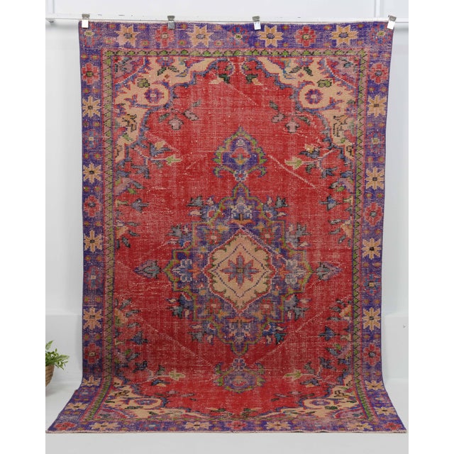 Vintage Hand-Knotted area rug is a semi-antique vintage area rug. The '70s Eastern region of Anatolian's unique rug is...