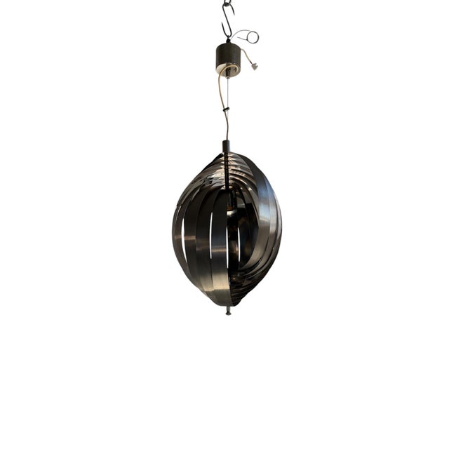Silver Vintage Pendant Light by Henri Mathieu, 1970s For Sale - Image 8 of 8